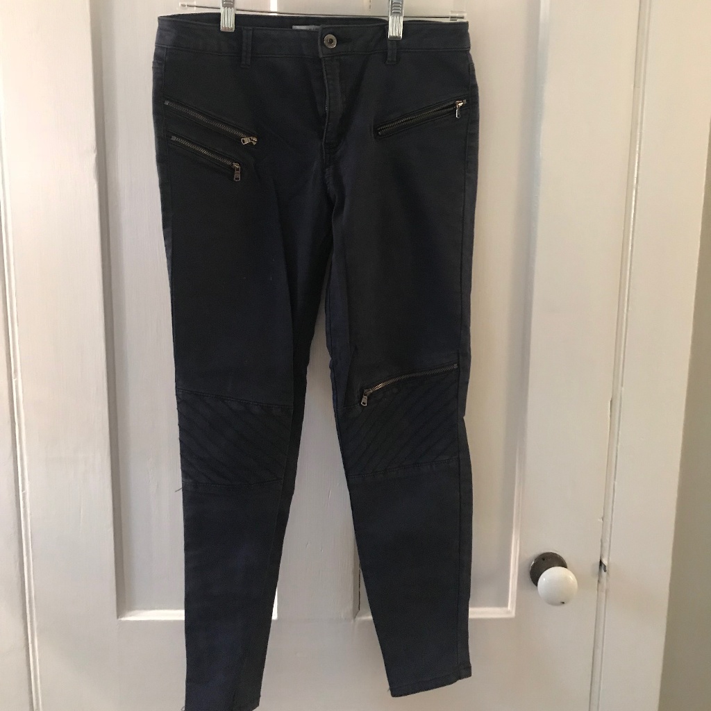 Zara Basic Ribbed Navy Pants